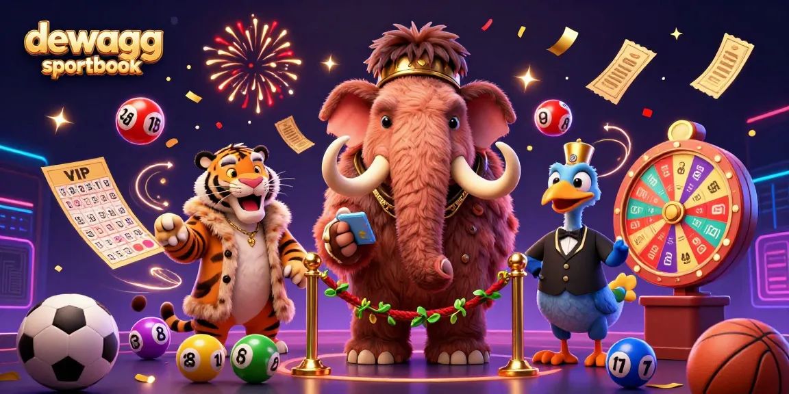 Experience the excitement of dewagg sportbook with colorful elements and cartoon characters in a dynamic casino scene.