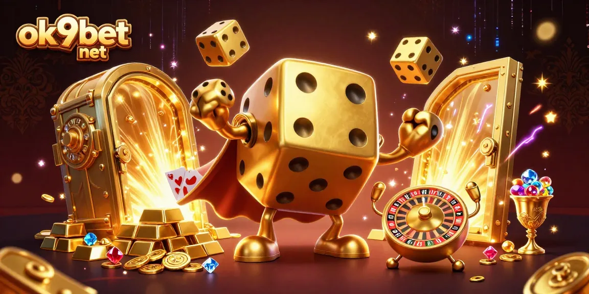 Engage with ok9bet net gaming experience in this vibrant 3D illustration filled with golden treasures.