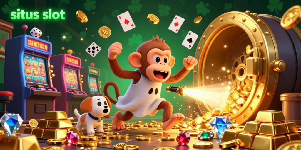 Permainan situs slot dengan karakter menarik di dalam kasino yang berkilau dan menawan.