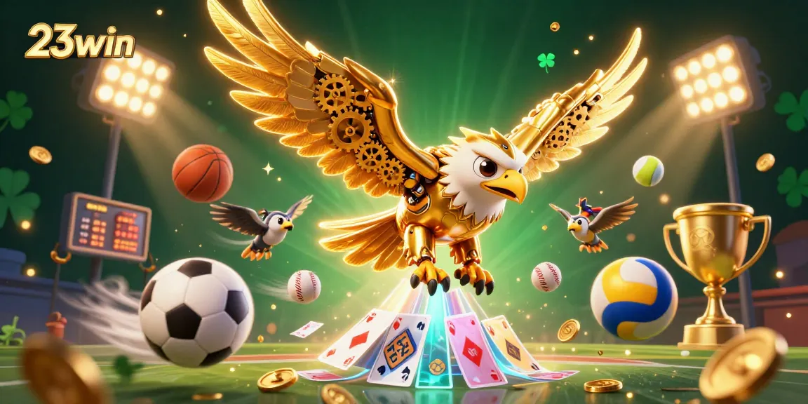 Engage with thrilling casino action at 23win, featuring a captivating golden eagle in dynamic play.