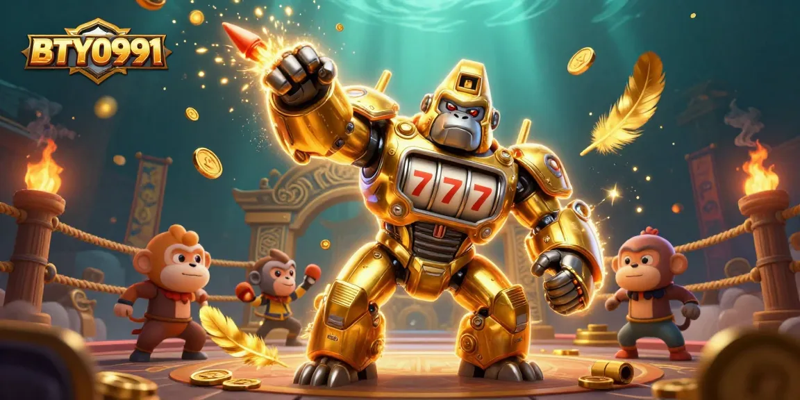 Experience BTY0991 with a dynamic golden gorilla mech and exciting casino elements
