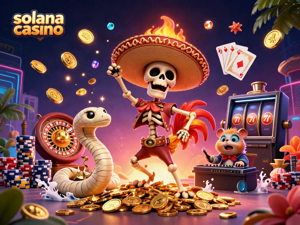 Experience the excitement of the solana casino with vibrant characters celebrating and winning