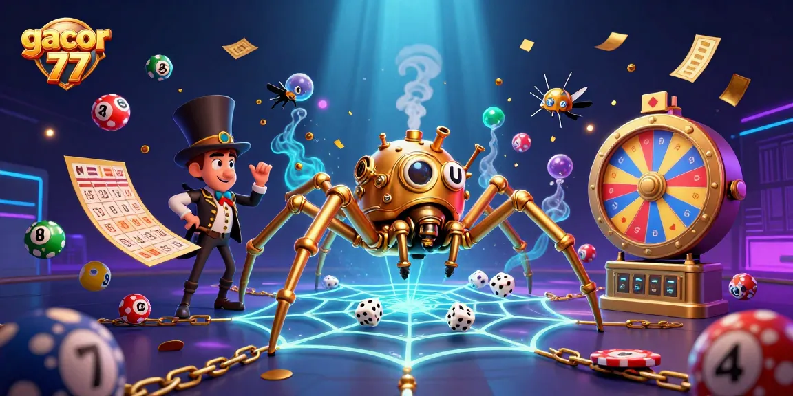 Menangkan permainan gacor 77 dengan bola lotere berwarna dan suasana kasino yang menarik