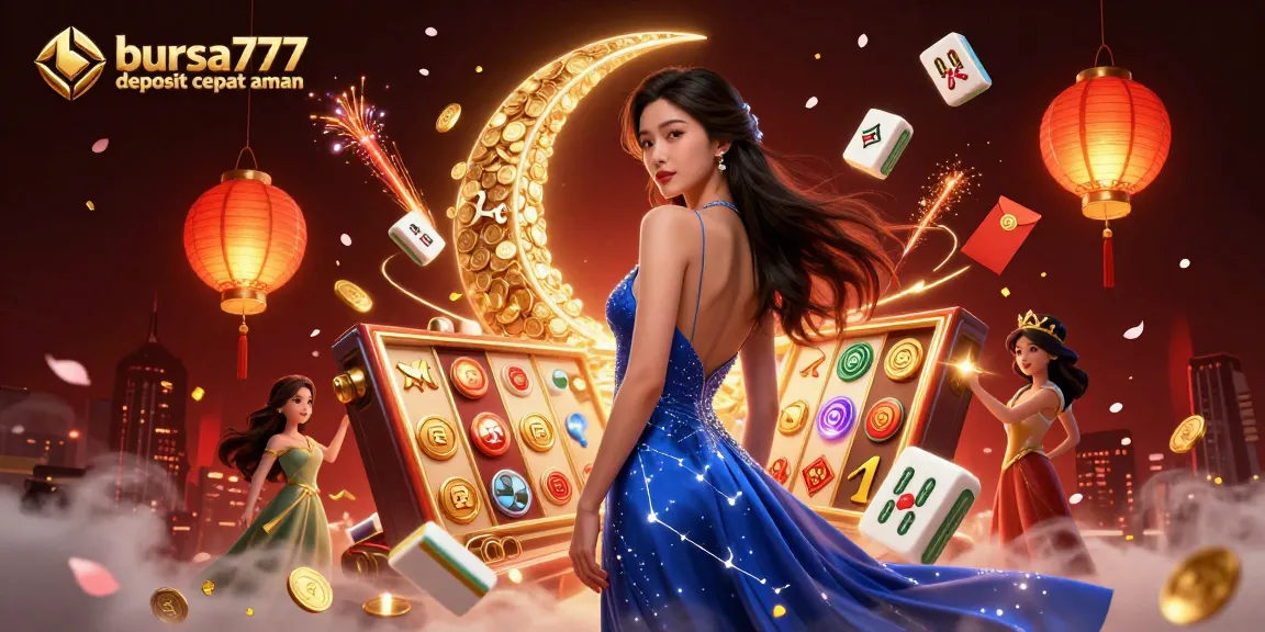 Bursa777 deposit cepat aman showcases a stunning 3D illustration with elegant elements depicting the thrill of online slots.