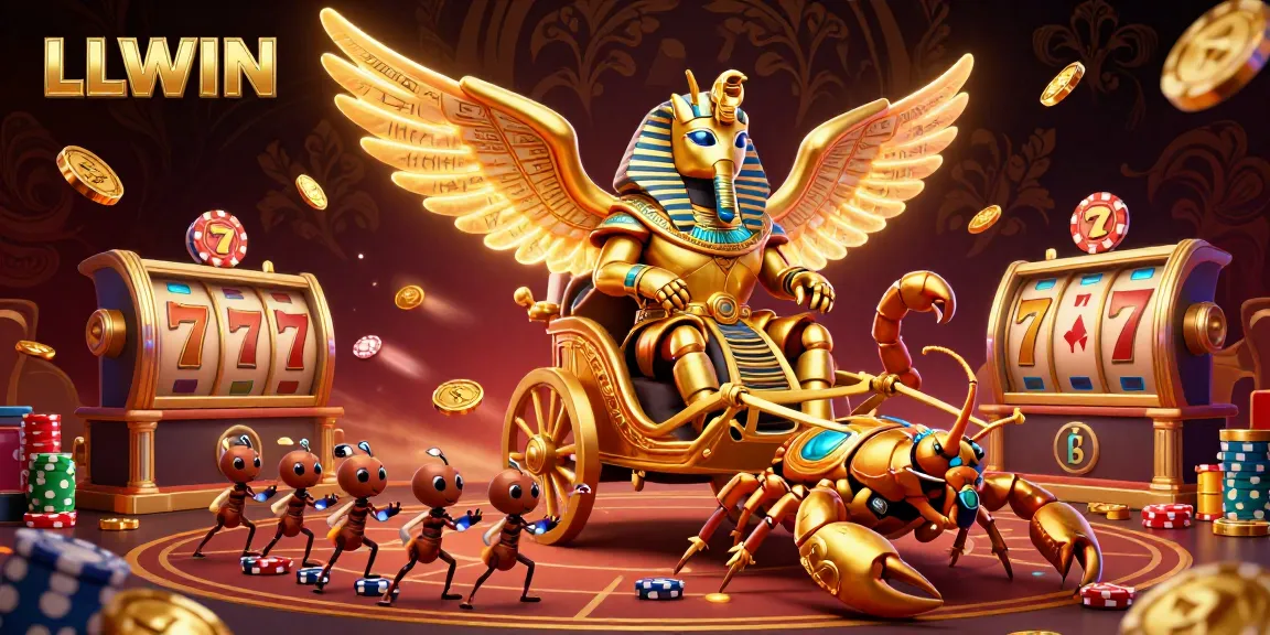 Experience thrilling gambling action with LLWIN's vibrant 3D casino illustration featuring a grand lottery scene.