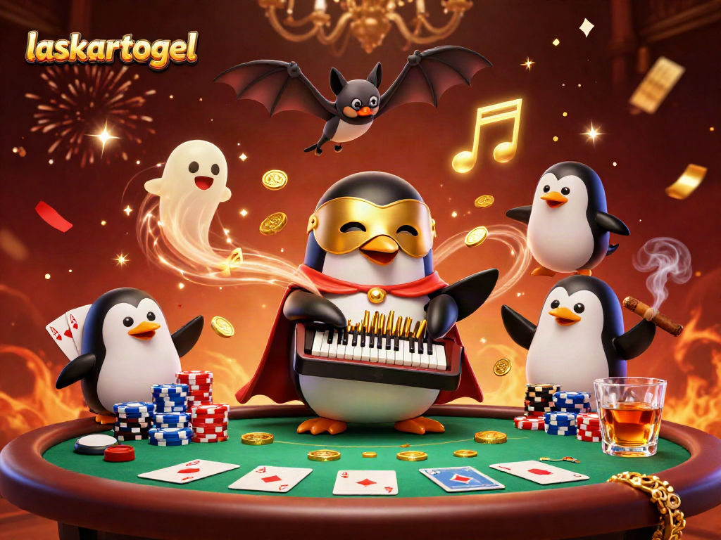 Experience Laskartogel's vibrant casino action featuring a playful penguin and dynamic game elements.