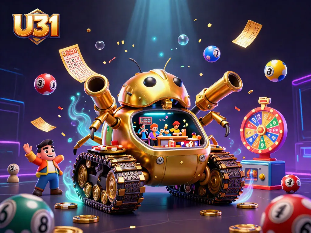 Experience U31's thrilling casino action inside a golden beetle tank loaded with games and excitement.