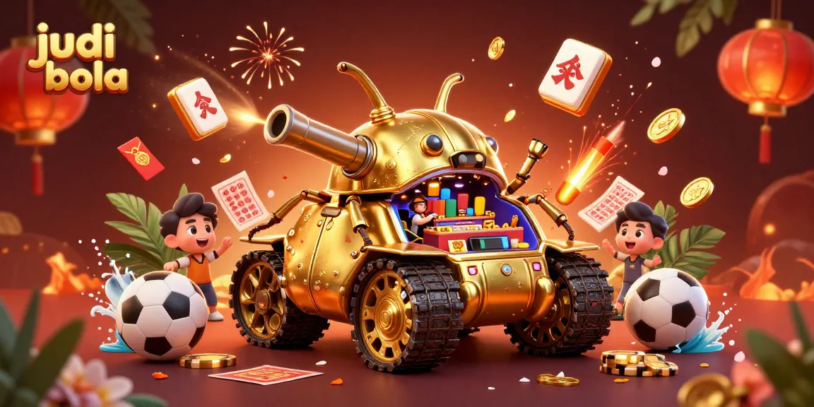 Engage in judi bola with a vibrant scene of sports betting, featuring lively action, confetti, and festive elements.