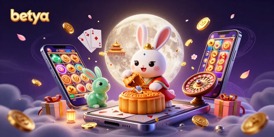 Engage with betya, where the moon rabbit celebrates a jackpot on a colorful slot game.