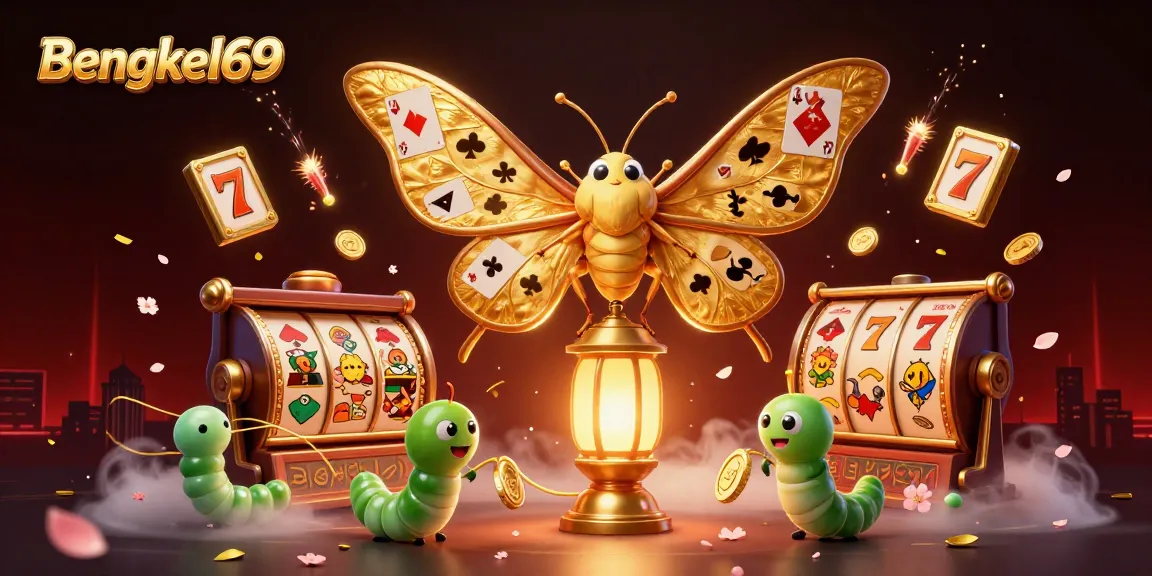 Spin the reels of Bengkel69 with vibrant scenes of golden winnings and lively atmosphere.