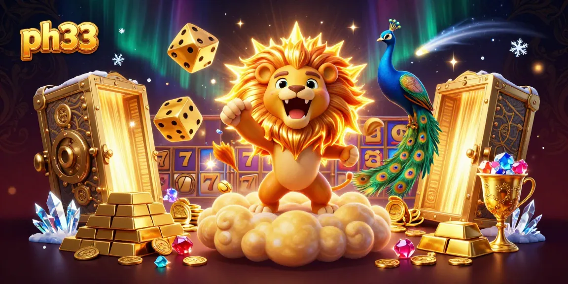 Experience thrilling games at ph33 with vibrant casino illustration featuring golden treasures and dynamic characters.